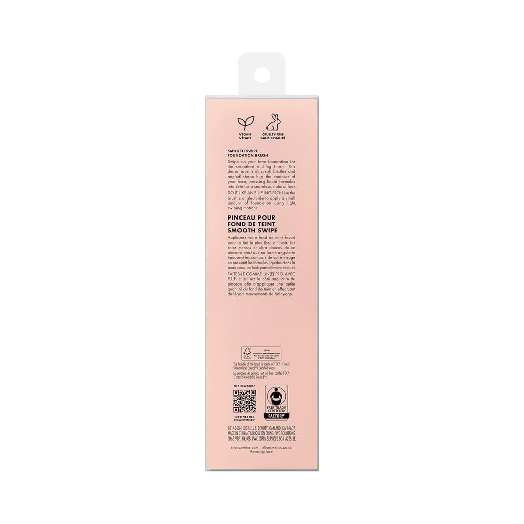 e.l.f. Smooth Swipe Foundation Brush, Face Makeup Brush For A Natural-Looking Finish, For Liquid & Cream Formulas, Vegan & Cruelty-Free
