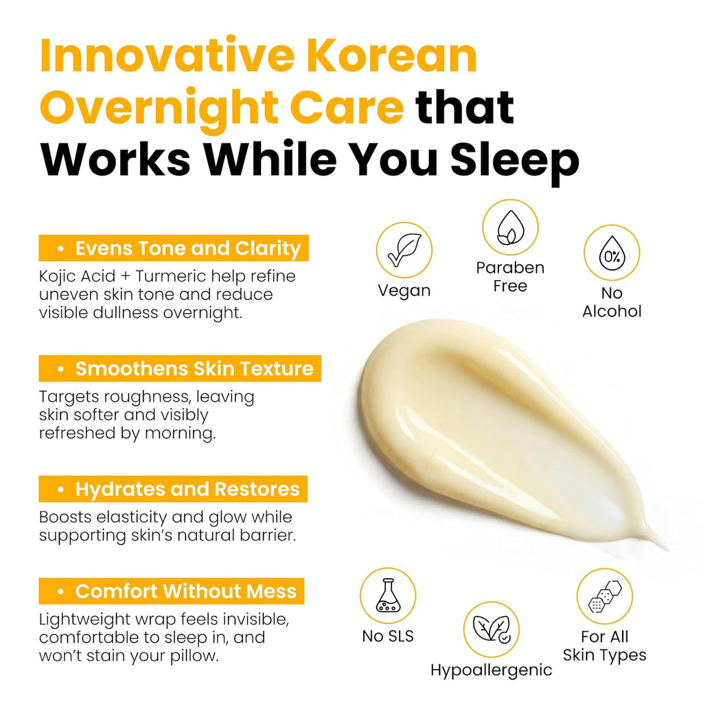 QUIA Collagen + Turmeric Overnight Wrapping Mask Duo – Firming and Hydrating Peel-Off Set for Elasticity, and Glow – Korean Skincare 2 x 75ml