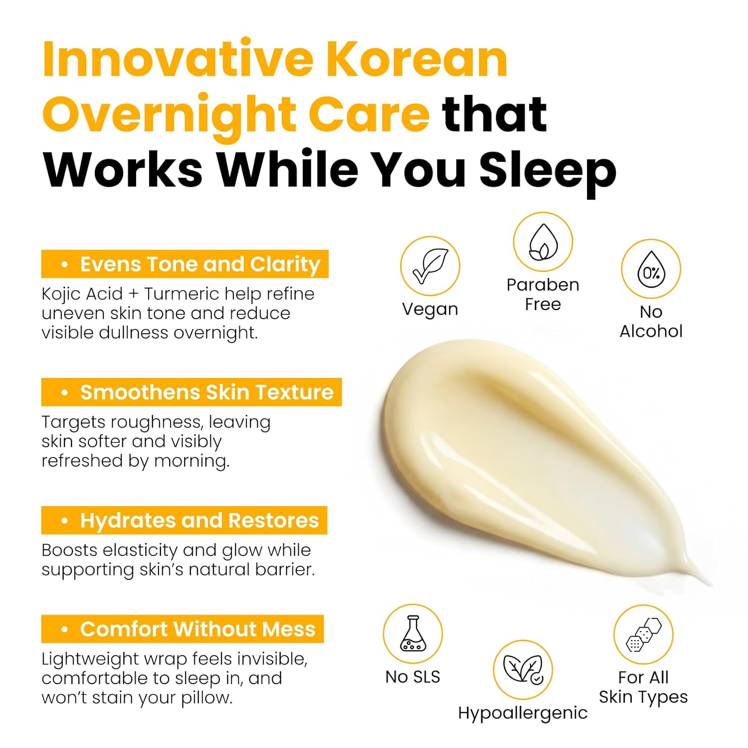 QUIA Collagen + Turmeric Overnight Wrapping Mask Duo – Firming and Hydrating Peel-Off Set for Elasticity, and Glow – Korean Skincare 2 x 75ml